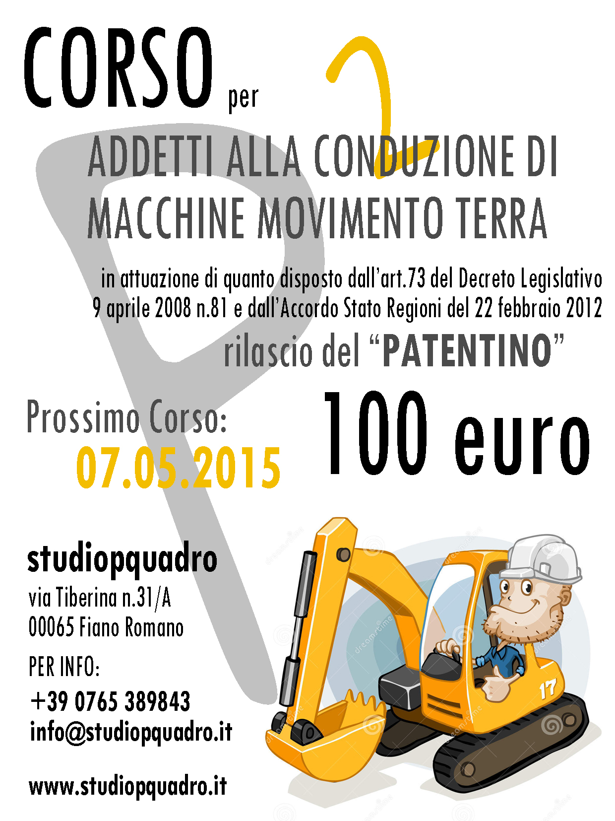 volantino corso macchine movimento terra